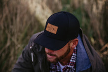 Load image into Gallery viewer, Emerson (Black/Black Leather Patch Trucker)