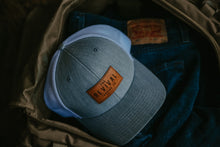 Load image into Gallery viewer, Yale (Gray/White Leather Patch Trucker)