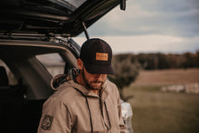 Load image into Gallery viewer, Emerson (Black/Black Leather Patch Trucker)